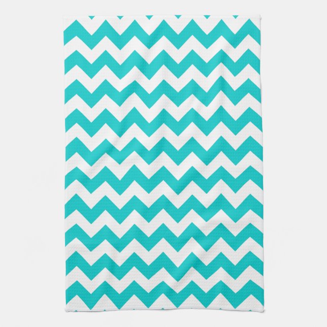 Modern Aqua Coral Chevron Skriv ut köksduk Kökshandduk (Vertikal)