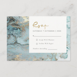MODERN AQUA DUSKY BLUE GULD AGATE BRÖLLOP OSA ENC TILLÄGGSKORT