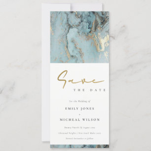 MODERN AQUA DUSKY BLUE GULD AGATE SPARA DATUM I INBJUDNINGAR