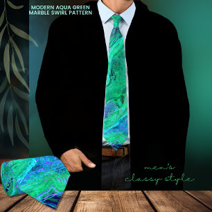 Modern Aqua Grönt Marble Swirl Art Mönster Slips