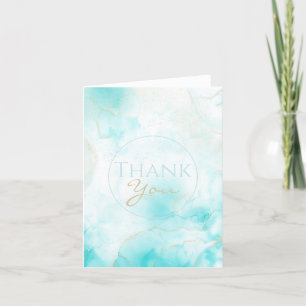 Modern Aqua Guld Alcohol Bläck Art Vattenskor Ocea Tack Kort