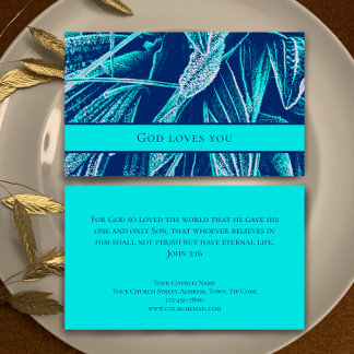 Modern Aqua Nature Custom Bible Scripture Church  Visitkort