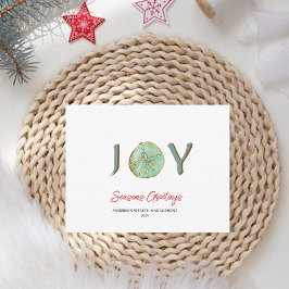Modern Aqua Nautical Jul JOY Helgdag Julkort