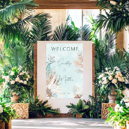 Modern Aqua Ocean och Snäckorna Bröllop Poster