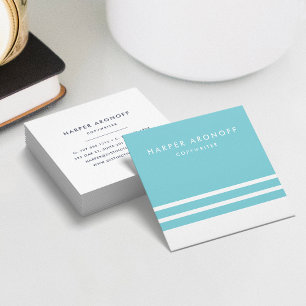Modern Aqua och White Rand Fyrkantigt Visitkort