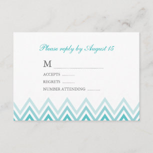 Modern Aqua Ombre Chevrons-svarskort OSA Kort