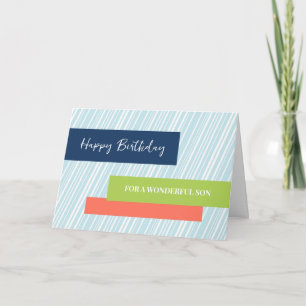 Modern Aqua Rand Son Birthday Kort