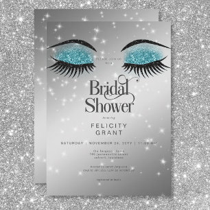 Modern Aqua Teal Glam Ögon Möhippa Inbjudningar