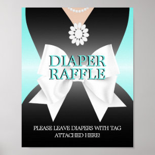 Modern Aqua Teal Tiffany Baby Shower Raffle Poster