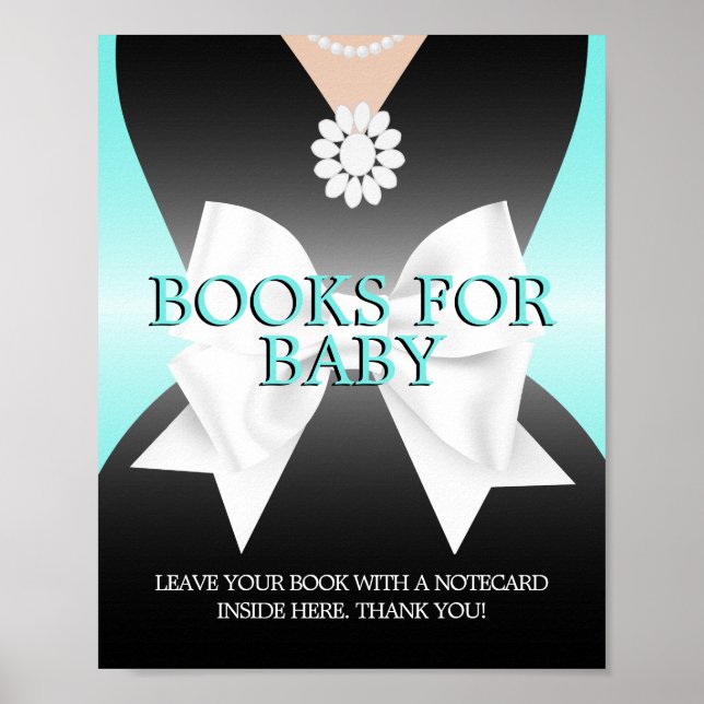 Modern Aqua Tiffany Bokar for Baby Shower Sign Poster (Framsidan)