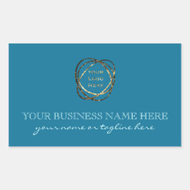 Modern Aqua Turcos Add Business Logotyp Anpassning Rektangulärt Klistermärke