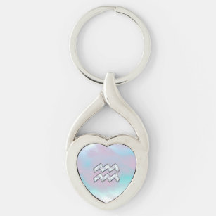 Modern Aquarius-signal Mor i Pearl Stil Twisted Heart Silverfärgad Nyckelring