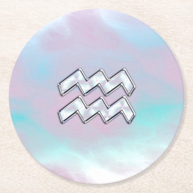 Modern Aquarius-signal Mor i Pearl Stil Underlägg Papper Rund (Framsidan)