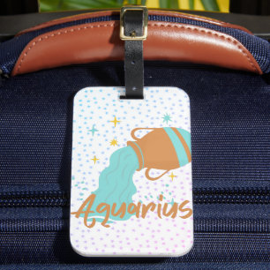 Modern Aquarius Vatten Bearer Zodiac Bagagebricka
