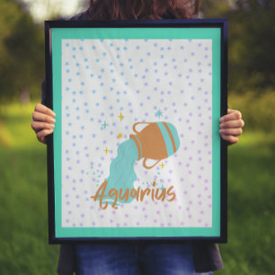 Modern Aquarius Vatten Bearer Zodiac Poster