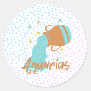 Modern Aquarius Vatten Bearer Zodiac Runt Klistermärke