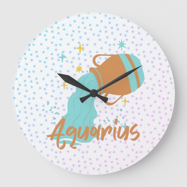 Modern Aquarius Vatten Bearer Zodiac Stor Klocka (Framsida)