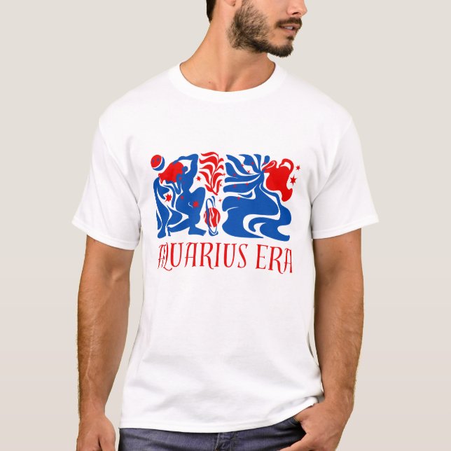 Modern Aquarius Zodiac Typography T Shirt (Framsida)