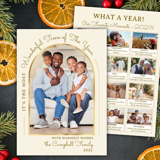 Modern år i recension Guld Arch 13 Photo Collage Julkort (Skapare uppladdad)