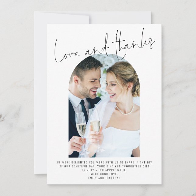 Modern Arch 2 Foton Bröllop Kärlek och tack Kort (Framsida)