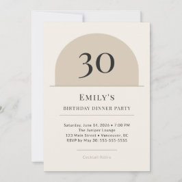 Modern Arch 30th Birthday Dinner Party Invitation Inbjudningar