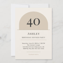 Modern Arch 40th Birthday Dinner Party Invitation Inbjudningar