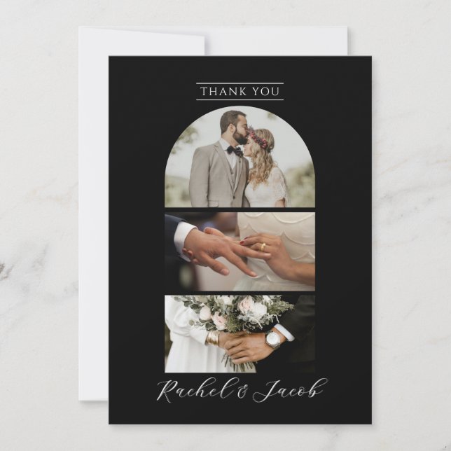 Modern Arch 4-Photo Collage Bröllop - tackkort Tack Kort (Framsida)