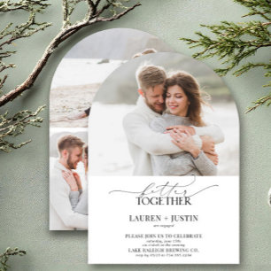 Modern Arch 4 Photo Script-Förlovningsfest Inbjudningar