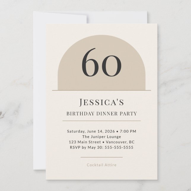 Modern Arch 60th Birthday Dinner Party Invitation Inbjudningar (Framsida)