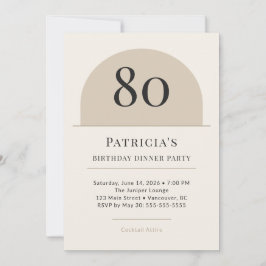 Modern Arch 80th Birthday Dinner Party Invitation Inbjudningar