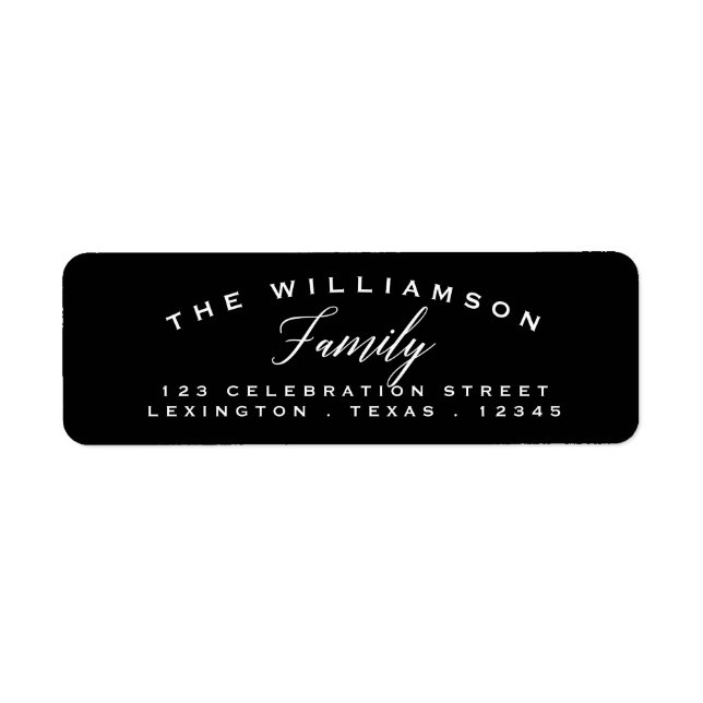 Modern Arch Address Label Black | Vit Returadress Etikett (Framsidan)