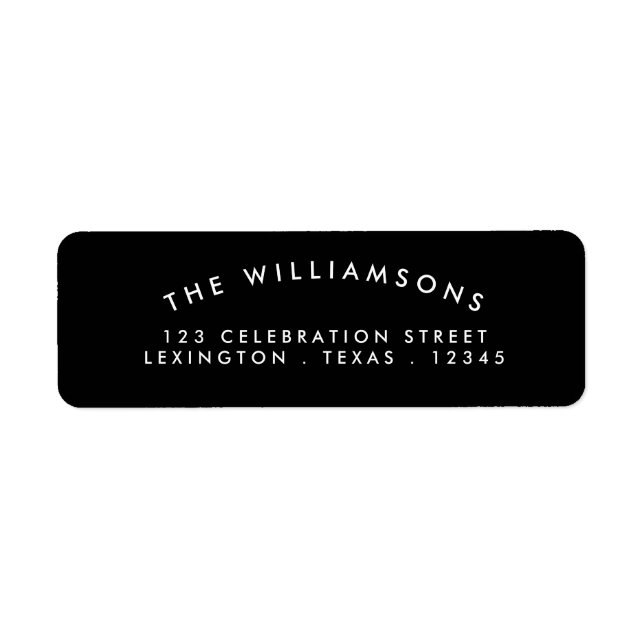 Modern Arch Address Label Black | Vit Returadress Etikett (Framsidan)