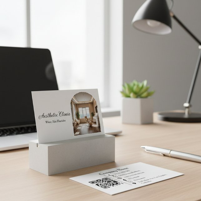  Modern Arch Aesthetic Clinic QR Code Photo Visitkort (Skapare uppladdad)