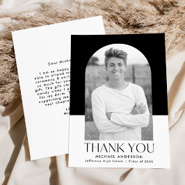 Modern Arch Black and White Färg Block Studenten Tack Kort