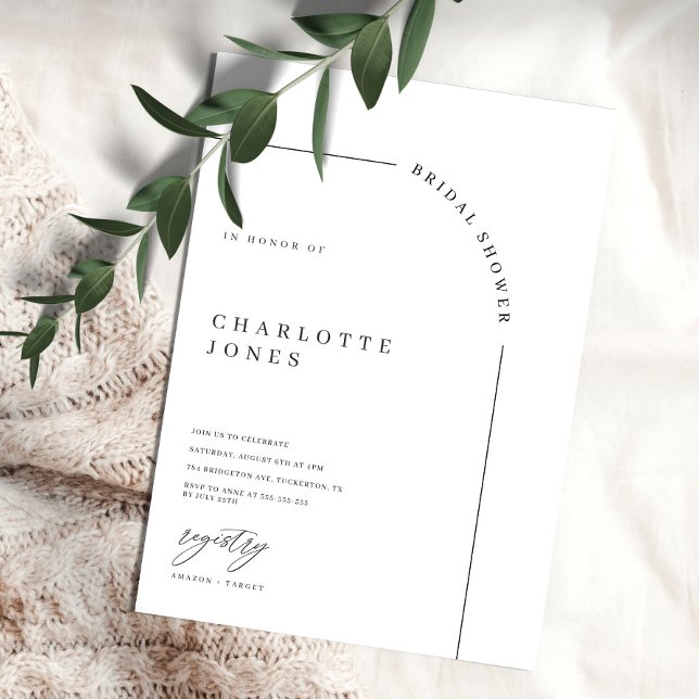 Modern Arch Black and White-Möhippa-inbjudan Inbjudningar (Skapare uppladdad)