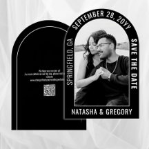 Modern Arch Black and White Photo Save Date