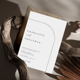 Modern Arch Black and White QR Code Bröllop Inbjudningar