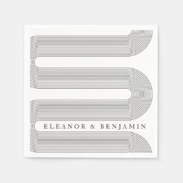 Modern Arch Black White Linjer Elegant bröllop Nam Pappersservett