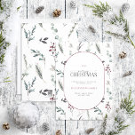 Modern Arch Black Winter Botanical God jul Julkort<br><div class="desc">Vilket bättre sätt att sprida helgdag gladare än med vårt moderna botaniska pillkort för svarta vintern i God jul? Det här vackra kortet har ett modernt vintergrönt mönster av mörk svart, röd och desaturerad grönt vintbotaniska ämnen, bakom det pillformade indraget med dina semesterhälsningar. "Merry" i ord är elegant skrivet i...</div>