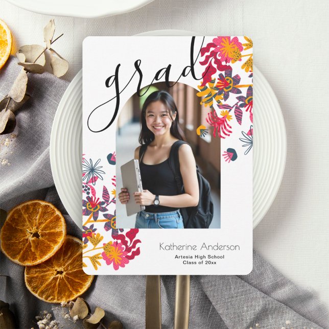 Modern Arch Blommigt Photo Studentfest Inbjudningar (Skapare uppladdad)