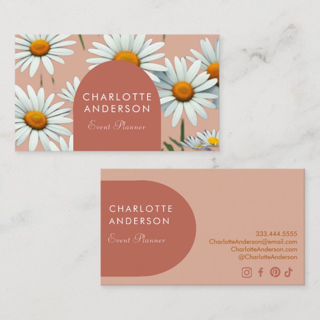 Modern Arch-Blommigt Visitkort (Fram/baksida)