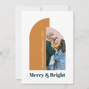 Modern Arch Blush Dusty Pink Grön Foto 2022 Julkort