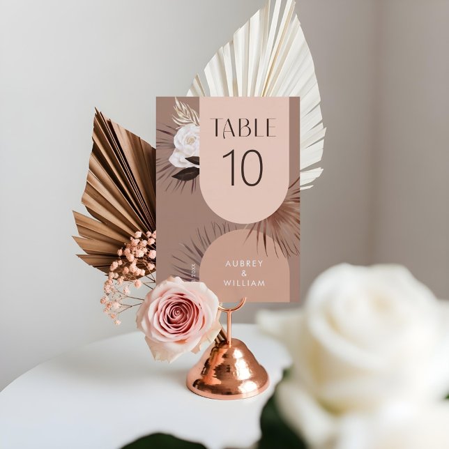 Modern Arch Bohemian Chic Boho Watercolor Blommigt Bordsnummer (Modern Arch Bohemian Chic Boho Watercolor Florals Table Number)