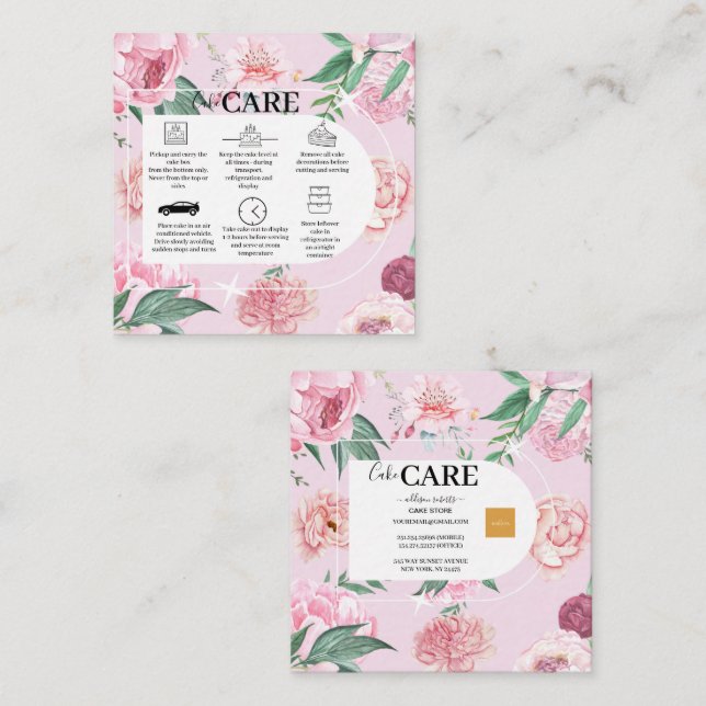 Modern Arch Bohemian Watercolor-Blommigtar Fyrkantigt Visitkort (Fram/baksida)