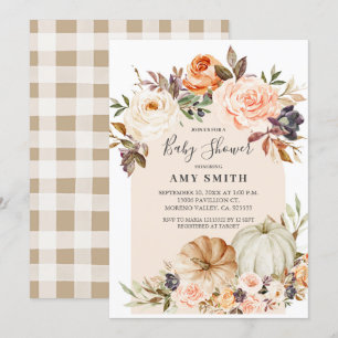 Modern Arch Boho Blommigt Pumpkin Baby Shower Inbjudningar