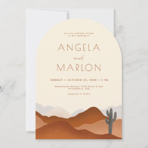 Modern Arch Boho Desert Mountain Bröllop Photo Inbjudningar
