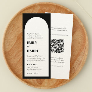 Modern Arch Bold Typography QR-kod Long Bröllop Inbjudningar