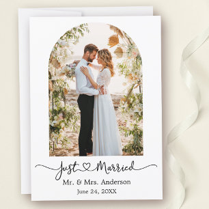 Modern Arch Calligraphy Heart Photo Bröllop Meddelande
