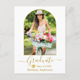 Modern Arch Calligraphy Photo Guld Cap Studenten Vykort