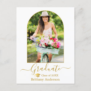 Modern Arch Calligraphy Photo Guld Cap Studenten Vykort